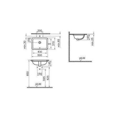 S20 Раковина встраиваемая снизу 43, цвет белый, артикул 5474B003-0618