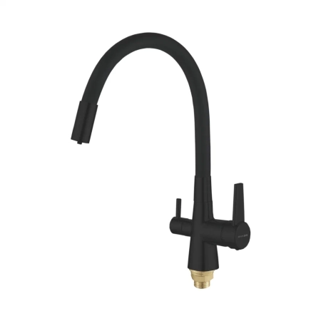Смеситель для кухни с гибким изливом и подключением фильтра Shevanik S668H, черный, артикул S668H