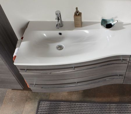 Marlin 3160motion, тумба под раковину 90 см правая (2 ящика), цвет каштан графитовый, артикул MNWUG92DR(449/490)