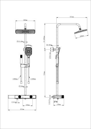 Душевая система с техническим душем WONZON & WOGHAND Shelf, Черный матовый (WW-B4161-MB) Душевая система с техническим душем WONZON & WOGHAND Shelf, Черный матовый (WW-B4161-MB)