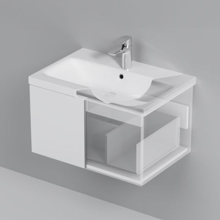 M90FHX07521WG GEM, База под раковину, подвесная, 75 см, 1 ящик push-to-open, цвет: белый, глянец