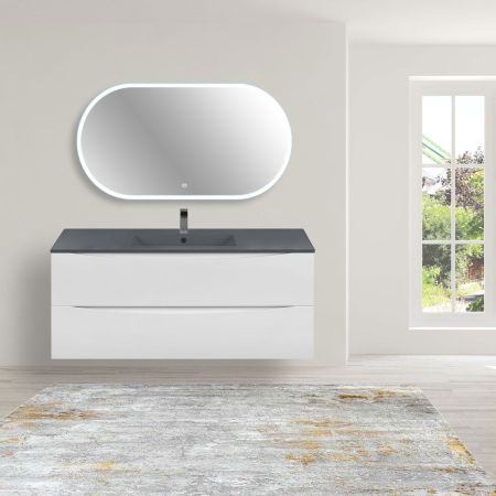 База под керамическую раковину Mia 1200 подвесная, 2 выкатных ящика soft close, G.White, артикул VMC-2MC120GW