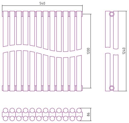 Отопительный радиатор ЭСТЕТ-11 н/ж 1200х540 / 12 сек (Матовый ЧЁРНЫЙ) Отопительный радиатор ЭСТЕТ-11 н/ж 1200х540 / 12 сек (Матовый ЧЁРНЫЙ)