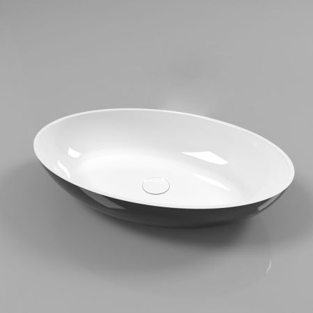 Умывальник WHITECROSS Citrine 60x40 (черный/белый глянец) иск. камень, артикул 0717.060040.10100