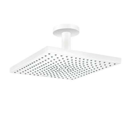 Верхний душ, Hansgrohe, Raindance E, тип установки-потолочный, ширина, мм-300, глубина, мм-300, высота, мм-158, форма-квадратная, количество режимов-1, тип струи-RainAir, держатель-есть, размер держателя-100, цвет-белый матовый, артикул 26250700