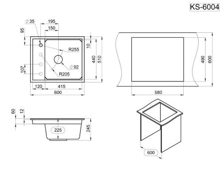 Кухонная мойка Granula 6004, ШВАРЦ, артикул 6004, ШВАРЦ