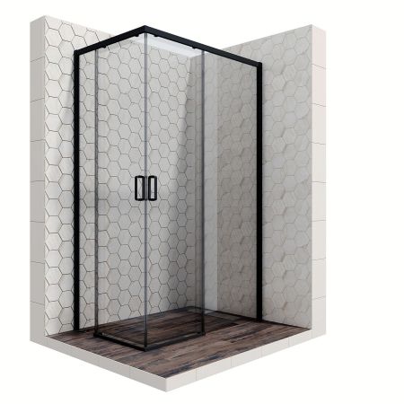 Душевой уголок Ambassador Queen Black 11011205R-ST5, прямоугольный, линейный трап, 120х80