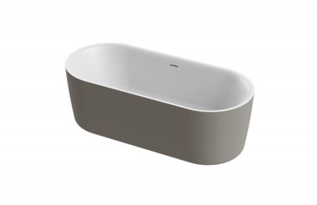 Акриловая ванна отдельно стоящая, цельная, белая матовая внутри, чёрная матовая снаружи,  METAURO-INT-Central-180-80-60-B-W-MATT, артикул METAURO-INT-Central-180-80-60-B-W-MATT