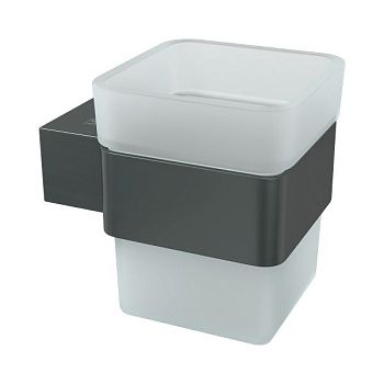 Стакан для зубных щёток Lemark SMOOTH LINE с держателем, графит (9736015)