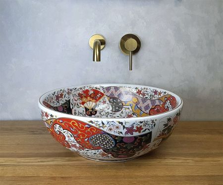 Раковина-чаша Bronze de Luxe Festival 40 2231 Красная с орнаментом, артикул 2231