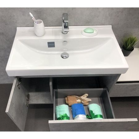 Тумба с раковиной Comforty Осло 80 00-00000836 подвесная Бетон светлый