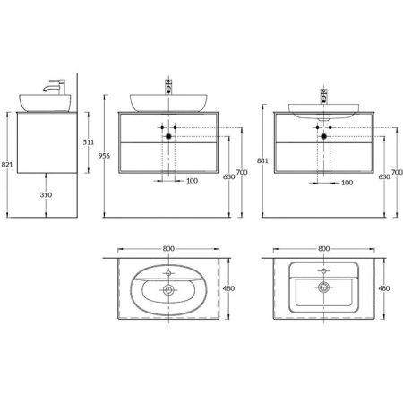 Тумба PLAZA Modern подвесная 80, 2 ящика, белая глянцевая, артикул PLB.M.80.2\WHT.V