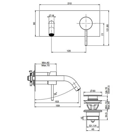 Fima Carlo Frattini Spillo Up Cмеситель для раковины, встраиваемый, излив: см., цвет: хром