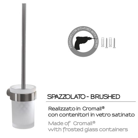 Gedy Pirenei, настенный стеклянный ёрш, цвет зачищенный хром, артикул PI33/03(38)