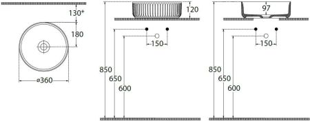 Раковина накладная Allen Brau Fantasy Line 36 4.11032.IV айвори, артикул 4.11032.IV