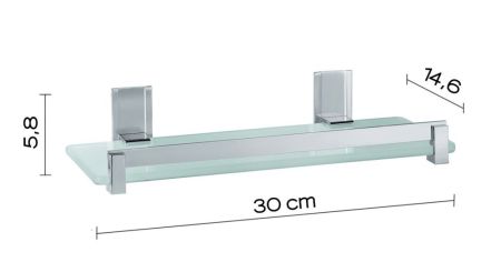 Gedy, стеклянная полка с бортиком, длина 30 см, цвет цвет зачищенный хром, артикул CD18(38)