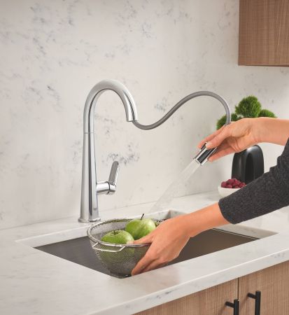 Смеситель для кухни GROHE Veletto, C-образный высокий выдвижной излив, хром (30419000), артикул 30419000