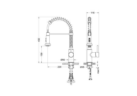 Смеситель для кухни 2 jet (профессиональный) AQUATEK AQ1387CR ЕВРОПА Смеситель для кухни 2 jet (профессиональный) AQUATEK AQ1387CR ЕВРОПА