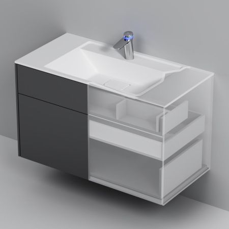 M50AFHX1003GM Inspire V2.0, База под раковину, подвесная, 100 см, 3 ящика, push-to-open, графит мато