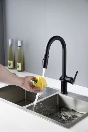 Смеситель для кухни с индикатором температуры Knotlor KN-100/BL, черный, артикул KN-100/BL