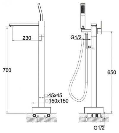 Напольный смеситель для ванны BelBagno ARLIE ARL-FMT-CRM