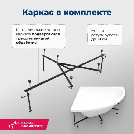 Акриловая ванна Aquanet Vista 150x150 (с каркасом), артикул 00254389