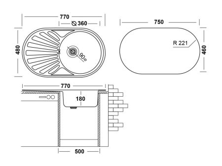 Кухонная мойка UKINOX Фаворит FAP770.480 -GT8K 2L, 48*77, артикул FAP770.480 -GT8K 2L