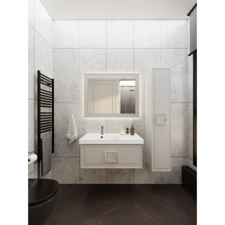 Тумба под раковину подвесная La Fenice Cubo FNC-01-CUB-С-90, бежевая, артикул FNC-01-CUB-С-90