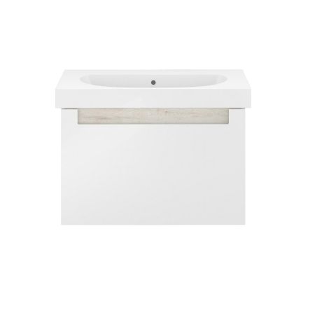 Тумба BUONGIORNO PLUS подвесная с ящиками 80, белая глянцевая-дуб Кантри, артикул BGP.80.1+1\WHT