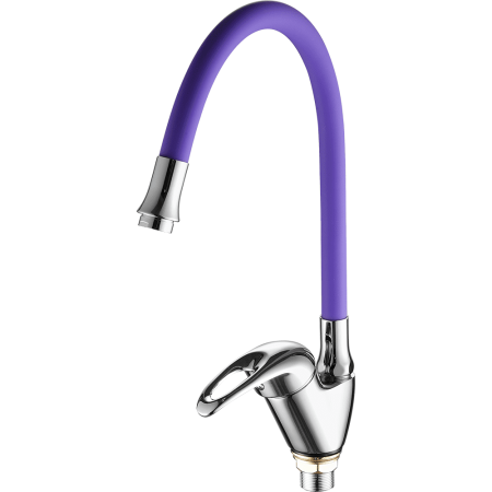 Смеситель для кухни с гибким изливом FASHUN A4403+A7254, хром/фиолетовый