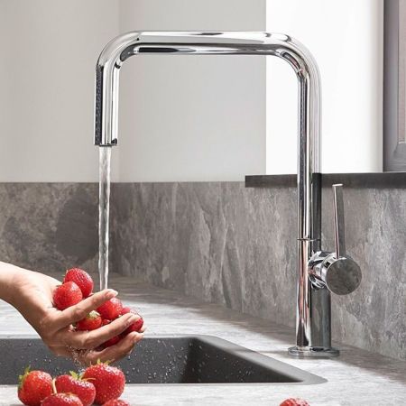 Смеситель для кухни, Hansgrohe, Talis M54, тип открывания воды-однорычажный, тип регулирования воды-керамический картридж, монтаж-на раковину/столешницу, отверстия для монтажа-1, высота, мм-339, вынос излива, мм-216, тип излива-поворотный, стандарт подвод, артикул 72806000