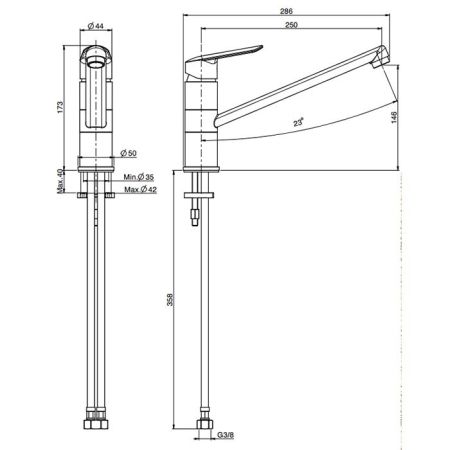 Fima Carlo Frattini Kitchen Смеситель для кухни, на 1 отв., цвет: хром, артикул F3007CR.ES
