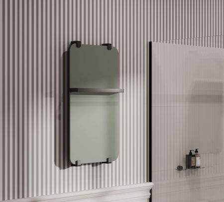 Полотенцесушитель электрический Allen Brau Infinity 80x44 с рейлингом и креплением, черный браш, артикул 00305018