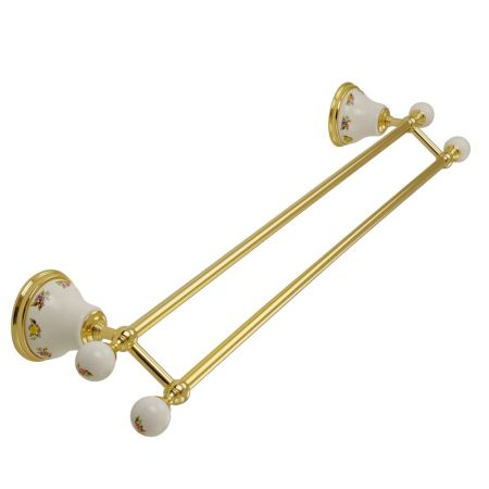 PROVANCE Полотенцедержатель двойной L60 см, керамика с декором/золото, артикул 17703