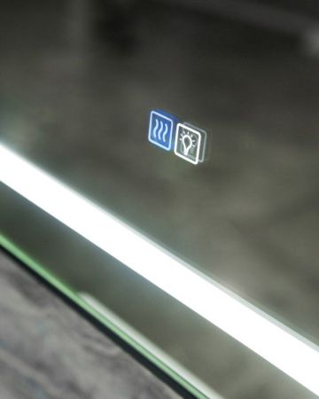 Зеркало в алюминиевой раме со встроенным светильником, сенсорным выключателем и подогревом, SPC-KRAFT-600-800-LED-TCH-WARM-NERO, 600x32x800 мм, артикул SPC-KRAFT-600-800-LED-TCH-WARM-NERO