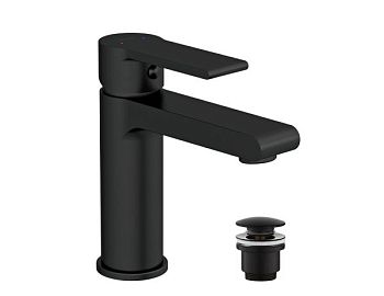 Смеситель для раковины Cersanit BRASKO BLACK однорычажный черный клик клак (63107)