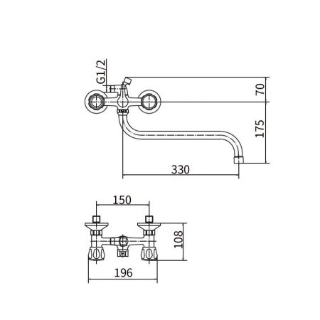 Смеситель для ванны PLstart PL2210-30, хром/мрамор