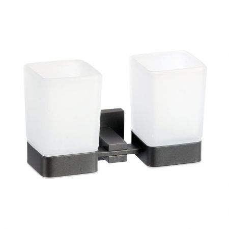 Стакан для ванной комнаты двойной Savol S-06568Q, графит, артикул S-06568Q