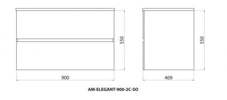 ELEGANT База под раковину подвесная с двумя выкатными ящиками, с LED подсветкой ручек. Аквамарин AM-ELEGANT-900-2C-SO-AQ-P, артикул AM-ELEGANT-900-2C-SO-AQ-P