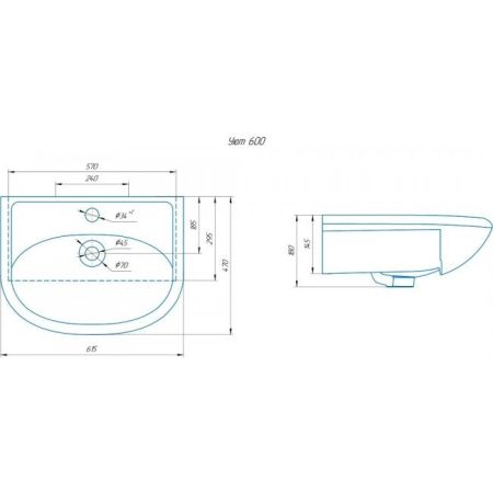 УМЫВАЛЬНИК RUNO мебельный Rosa Уют 60 (00000000154), артикул 00000000154
