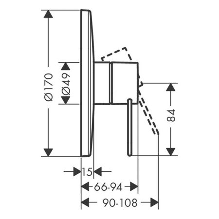 AX Uno Встраиваемый смеситель для душа, однорычажный (внешняя часть), цвет: шлифованный никель, артикул 38626820