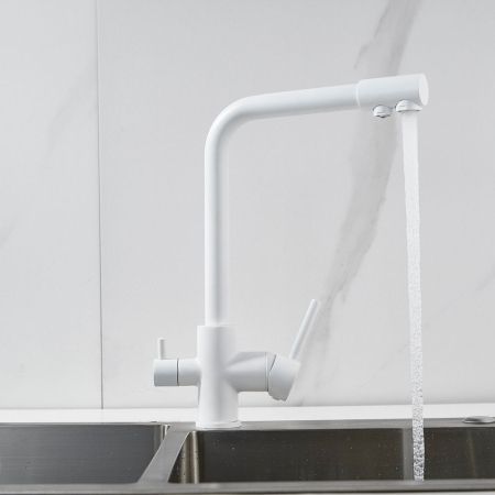 Смеситель для кухни с подключением фильтра Shevanik S328C, белый