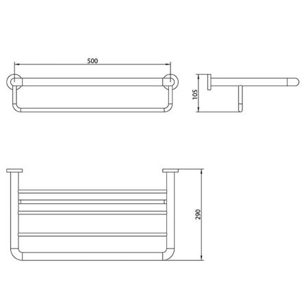 Bongio Brasil & Hotelerie Полочка подвесная для полотенец, 500x290 мм, цвет хром, артикул 04101CR00