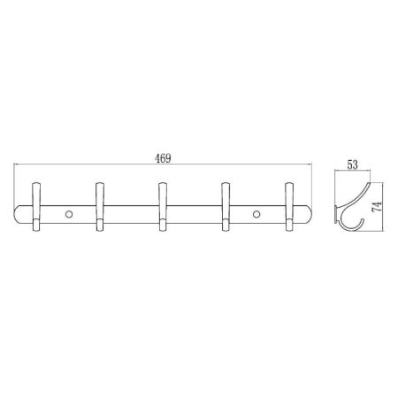 Планка с крючками Savol S-004255, хром, артикул S-004255