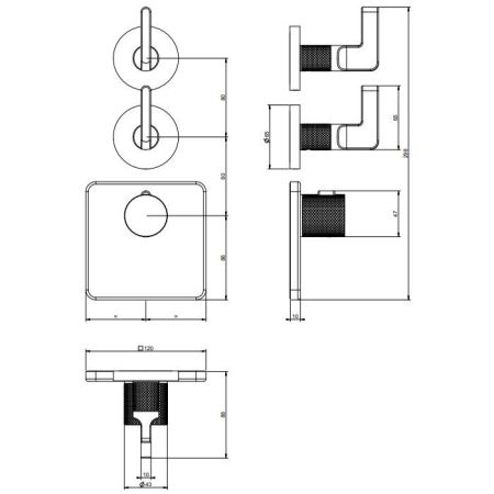 GESSI INCISO Встраиваемый термостатический смеситель на 2 источника, резьба 3/4" (внешние части), цвет: золото, артикул 58214#246