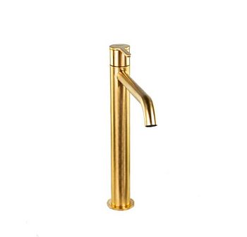 Emmevi Filobrass, высокий однорычажный (со стержнем) смеситель для раковины с донным клапаном click-clack, цвет зачищенное золото