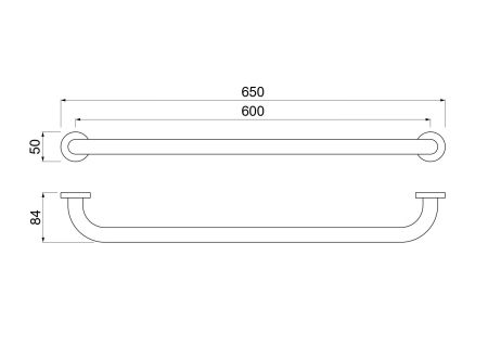 Поручень 650 мм AQUATEK, матовый черный AQ4996MB, артикул AQ4996MB