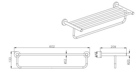 Полка для полотенец AQUATEK, матовый черный AQ4015MB ВЕГА, артикул AQ4015MB