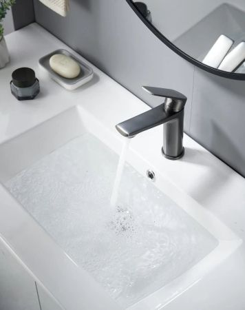 Cмеситель для раковины Knotlor KN-60/GM, оружейная сталь, артикул KN-60/GM