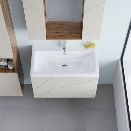 Тумба под раковину подвесная Бриклаер КРИСТАЛЛ латте, 80 см, артикул 4627125416941